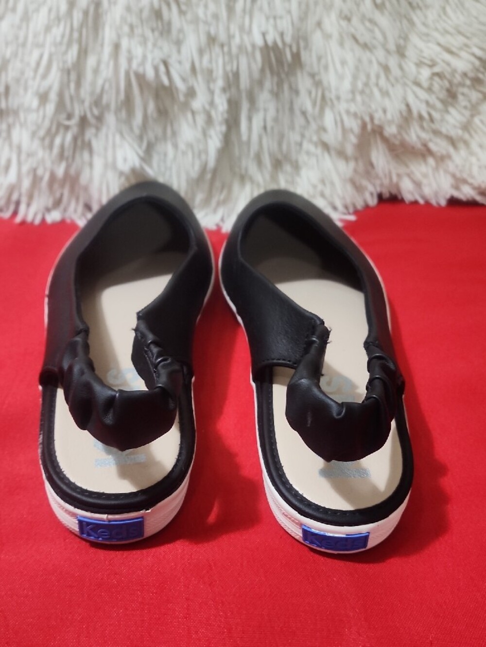 Keds Point Black Slip-On Slingback Flats with White Sole - Picture 5 of 11